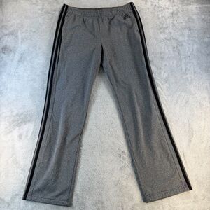 adidas Track Pants Womens Gray Heather Black Stripes Leg Size L